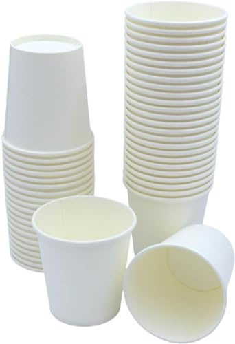 Sunrise Packaging 500 x Hot/Cold Drinks 7oz White Paper Cups | Biodegradable Leak-Resistant Eco-Friendly Drinking Cups