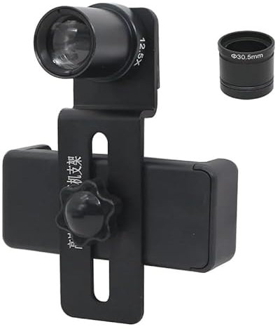 Labor-Mikroskop-Zubehör, Durchmesser 23,2 mm, 30 mm, 30,5 mm, Mikroskop-Telefon mit 12,5-fachem Okular-Objektiv, Handyhalter-Adapter, Teleskopzubehör (Größe: Montage 30,5 mm)
