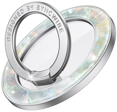 Syncwire Magnetic Phone Grip for MagSafe, Colorful Shell Magnetic Phone Ring Holder, 360° Rotation Floating Effect Cell Phone Ring Stand MagSafe Ring for iPhone 16 Pro Max 15 14 13 &All- Pearly Luster