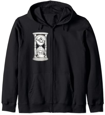 Sanduhr x Totenkopf Blackwork Minimale Ätzung Kapuzenjacke