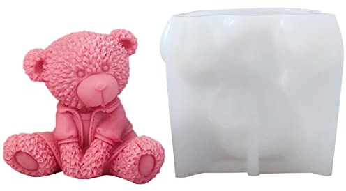 YUNNESS Sitting Bear Plaster Doll-Silicone Mold Homemade Bear Aromatherapy Candle Mold Colored Gypsum Mold Home Decor