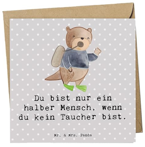 Mr. & Mrs. Panda Deluxe Karte Taucher Herz - Geschenk, Glückwunschkarte, Grußkarte, faltkarte, anlasskarte, Klappkarte, doppelkarte