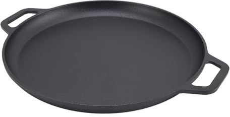 Sartén Grande de Hierro Fundido, Sartén Plana para Panqueques de Doble Mango, Sartén Plana para Evitar que Se Pegue, Plancha para Pizza con Calentamiento Uniforme, Sartén Plana para(35cm)