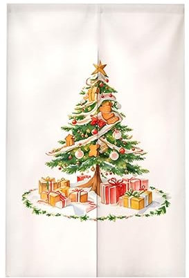 Türvorhang Weihnachtsbaum Gelb Küchenvorhänge Polyester Raumteiler Vorhang Kurz Scheibengardinen mit Teleskopstange Vorhänge Kurz Türvorhang Insektenschutz Fliegenvorhang Terrassentür 80x120