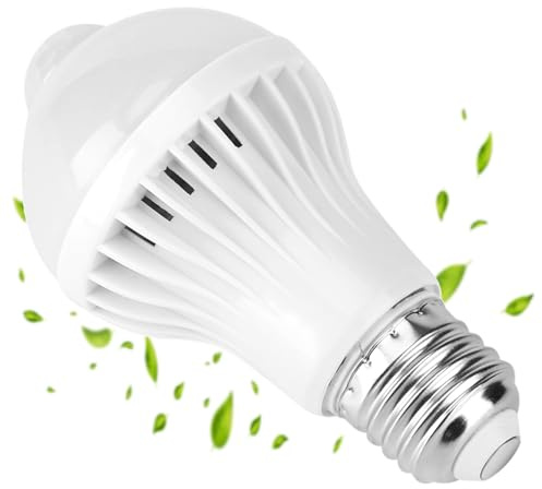 5W Ampoule LED avec capteur de mouvement E27, détection intelligente, lumière IR PIR pour garage, porte d’entrée, porche, escalier, couloir