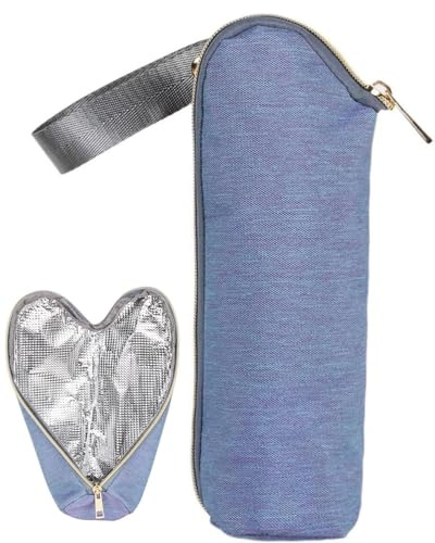 KGDUYC Isoliertasche Babyflasche,Isolierte Tasche,Thermotasche für Babyflaschen mit Knopfband, Tragbare Reise Flaschen Tasche zur Aufbewahrung von Babyflaschen, Wasserflaschen, Getränken（blau lila）