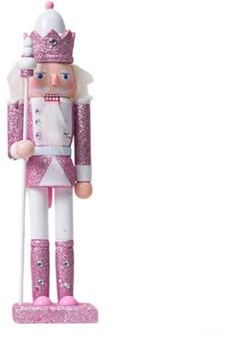 Adorno de cascanueces rosa de 30 cm, muñeca de madera para decoraciones de fiesta de Navidad (A)