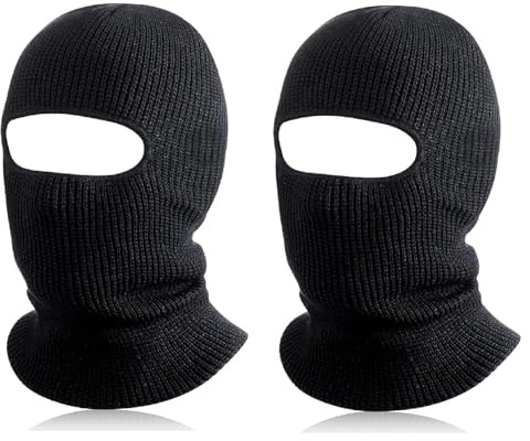 suction 2 PCS Black Balaclava, Balaclava, Balaclavas for Men, Ski Mask, 1 Hole Knitted Ski Mask Balaclava, Balaclava Ski Face Mask, Multifunctional Breathable Windproof Balaclava Cap for Outdoor ﻿