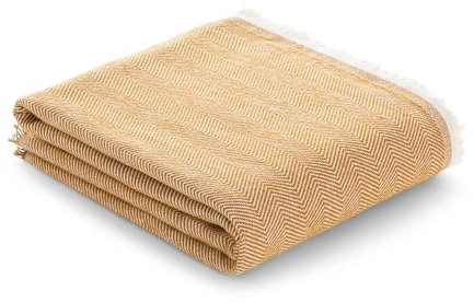 GAMUSI Manta Sofa algodón, Multiusos Sofa, Plaid para Cama, Cubre Cama (130x180 cm, Color Oro)