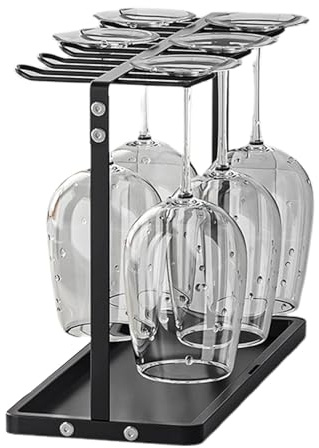Porta bicchieri da vino - Griglia di asciugatura indipendente per calici da vino, organizer per banconi | Elegante ripiano in vetro per bar per casa e cucina, mantieni il crist