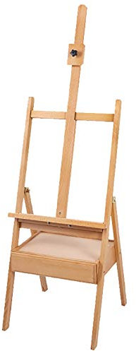 Konstnär Trästafli Med Låda Typ Målarlåda Oljemålningsram Bok Trä Ritbräda Ram Skiss Staffli För Vuxna, Studenter Och Nybörjare,Wood Color-45x45x198cm