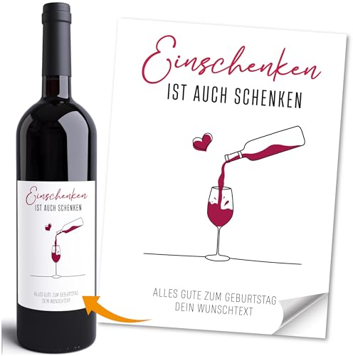 Moonworks® Weinetiketten personalisiert Flaschenetiketten selbstklebend Geschenkidee Geburtstag Besondere Anlässe Weingeschenk Schwarz unisize