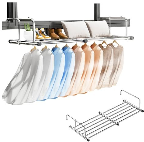 Tendedero para barandilla de balcón, tendedero Plegable de Acero Inoxidable para radiador, Plegable para un fácil Almacenamiento, para secar colchas, Ropa, Toallas, Zapatos, tendedero multifunción p