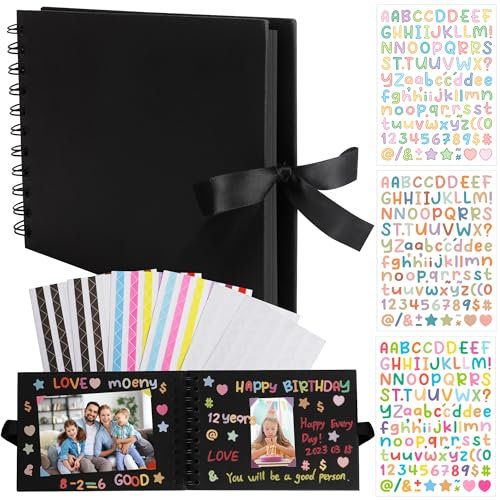 DesertBoy Scrapbook, 60 Pages/30 Sheets Scrap Book with 6 Pcs Photo Corner Stickers and 3 Pcs Alphanumeric stickers, Photo Album Scrapbook, Diy Scrap Book for Family Wedding Anniversary (21.5 x 15cm)