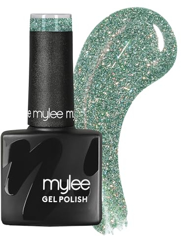 Mylee Gel Nail Polish 8ml [Emerald City ] - UV/LED Soak-Off Nail Art Manicure Pedicure for Professional, Salon & Home Use [Fine Glitter Range] - Long Lasting & Easy to Apply