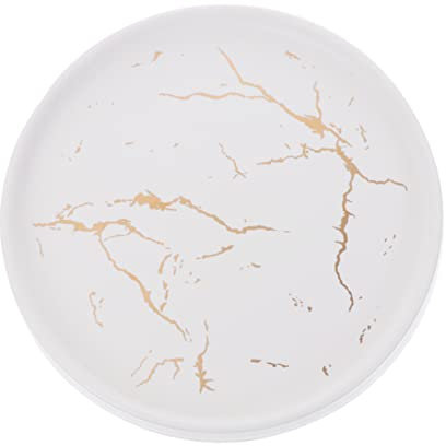 Healvian Goldener Marmor Schmuckschale Keramik Tablett Runder Präsentierteller Goldener Ringhalter Für Schmuckstücke Und Accessoires