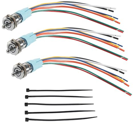 Psdndeww 16 Mm Verriegelungs Druckknopfschalter 12V 20A Power Symbole LED Kippschalter Wasserdicht Mit Vordrücker Für Boote