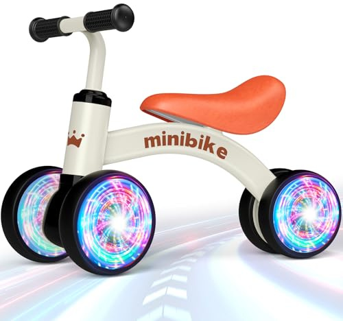 HappyGoLucky Draisienne Bebe 1 2 Ans, Cadeau Enfant 1-2 Ans Draisienne Evolutive avec Quatre Roues éclairées, Mini Bike Jouet Bebe Cadeau Anniversaire Noel