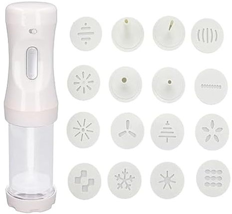 Shovelmty 1 Pressa per Biscotti Elettrica con 12 Stampi e 4 Ugelli Decorativi per Torte, Dessert, Creatore DIY e Forniture per Decorazioni da Forno