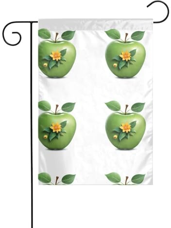 YYHWHJDE Piccolo fiore selvatico mela immagine asta bandiera giardino esterno decorazione cortile su entrambi i lati 30,5 x 45,7 cm