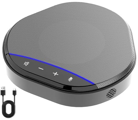 Conference Speaker and Microphone, 360° Enhanced Voice Pickup with 2 AI Mics, Echo & Noise Reduction, USB-C Plug & Play Speakerphone for Zoom Skype Teams Calls, for Home Office and Meeting Room