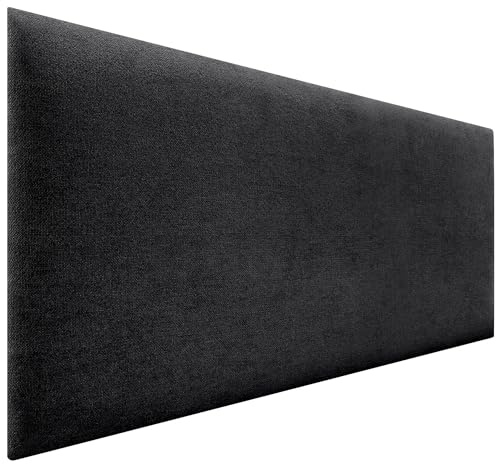 DHOME Gepolstertes Kopfteil Glatt aus Aqualine-Stoff Höhe 70 cm Dicke 4 cm und 8 cm für Wand Akustische Kopfteile Schallabsorbierend (Schwarz, 145cm, Stärke 4cm)