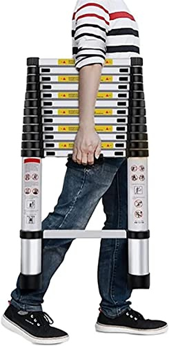 Scala telescopica portatile per soffitta, Scala telescopica in alluminio con capacità di carico 150 kg, 1,4 m-8 m (4,5 piedi-26 piedi) for uso domestico e professionale(2m/6.5ft)