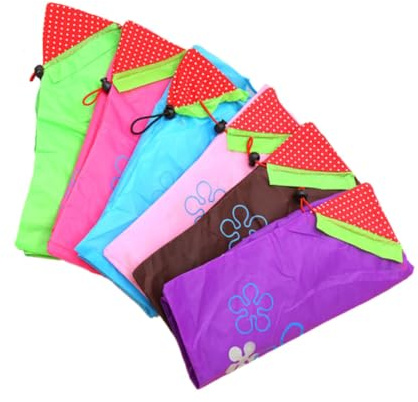 FIXOSHEE 6 Stück Teiliges Faltbares Einkaufstaschen Erdbeer motiv Leichte Handtaschen für Outdoor und Alltag Kompakte Aufbewahrungstaschen Große Kapazität Tragbar und Zufällige Farbe
