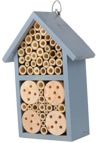 DIYEAH Insektenh Bienenhaus Für Garten Hängend Mit Schmiedeeisernem Haken Dekoratives Outdoor Nisthaus Überwinterungshilfe Für Bienen Marienkäfer