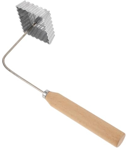 Sewroro Moule à Friture pour Snacks Frits Carré Manche en Bois, Ustensile Antiadhésif en Métal Argenté, Outil Cuisine Ménager pour Friture à Domicile, Accessoire Pratique pour Beignets