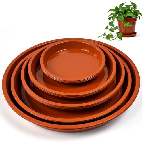 Vunanvu 16 PCS Platillos para Plantas, Platos para Macetas Redondas 16/20/24/28/32 cm, Bandeja Recoge Agua Maceta, Platos de Plástico para Macetas para Uso Interior y Exterior en Hogar Jardín