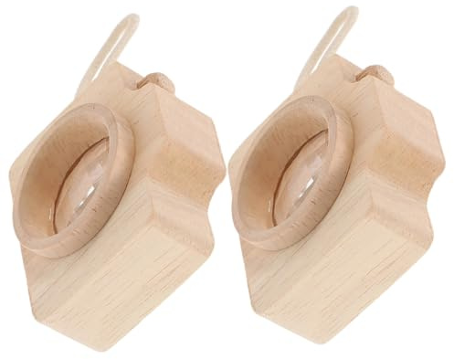 KOMBIUDA Caleidoscopios para 2 Piezas Efecto Prisma Poligonal Madera Natural Cámara Miniatura Educativa Juguetes Divertidos para Regalos y Fiestas Infantiles