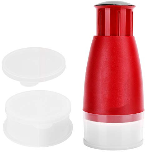 Hachoir à ail manuel, presse à main, lame en acier inoxydable, rapide pour oignons, ail et légumes avec 2 boîtes en plastique, couvercles, outil de cuisine facile à nettoyer, (Rouge)