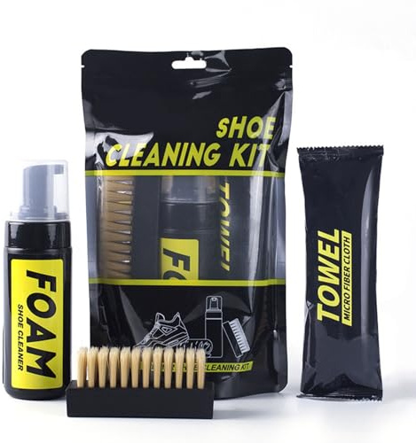 XAGMODSHN Set de limpieza rápida de zapatos Fórmulas de espuma para zapatillas blancas Incluye cepillo y toalla de microfibra Toalla de microfibra de fácil aplicación