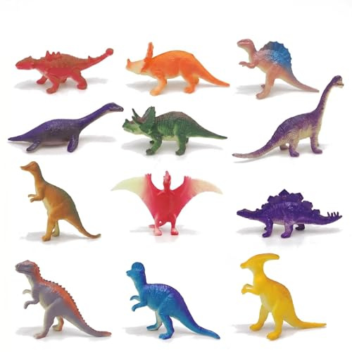 Comforso 12-Pack Realistic Toy Dinosaurs Set, Mini Plastic Dinosaur Figures Dinosaurs with T-Rex, Triceratops, Educational Animal Toys Imaginative Play, Birthday Gifts