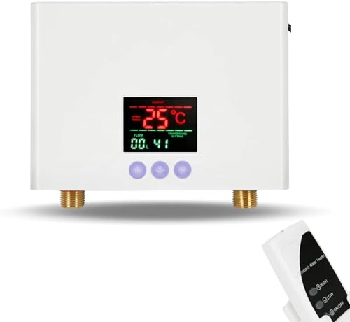 Tankless Water Heater, 3000W Mini Electric Instant Hot Water Heater LED Display, On Demand Water Heater with Remote Control Easy to Use(Bianco)