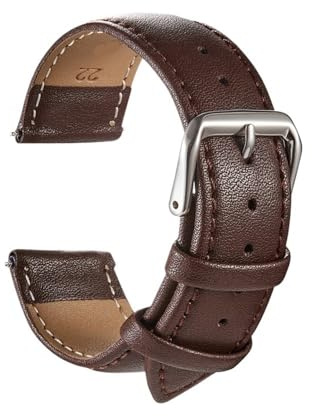 yangfangmei Klockarmband Universalarmband 18 mm 20 22 24 Klocktillbehör Mjuka ersättningsarmband(All Brown,20mm)