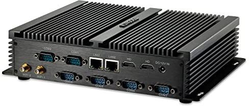 KINGDEL Mini computadora de sobremesa sin Ventilador, Potente PC Industrial con CPU i7, 8GB RAM, 128GB SSD, 2xNICs, 2xpuertos HD, 4xUSB 3.0, 6xCOM RS232, Wi-Fi,