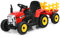 COSTWAY Ride on Tractor and Trailer, 12V Battery Powered Electric Kids Toy Car with Remote Control, LED Lights, USB & Bluetooth Music, Four Wheels Ride on Toys for Children Ages 3+(Red+Yellow)