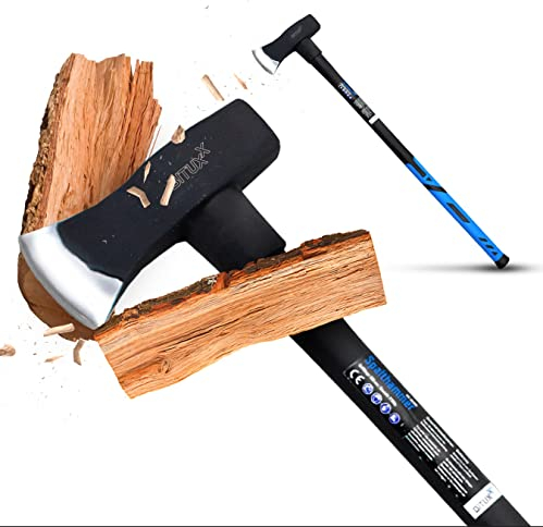 BITUXX Spaltaxt Spaltbeil Axt Beil Spalthammer Spaltkeil Fiberglas Forst Set - Die Perfekten Werkzeuge für Garten und Wald (Spalthammer 2.7 Kg)