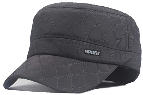 Sporty Herren Winter Army Military Flat Cap mit Ohrenklappen Wintermütze