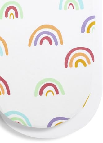 Snüz Moseskorb/Kinderwagen Bezug 75 x 35 cm - Regenbogen Design - Leichte, Atmungsaktive & Luxuriöse Baumwolle, die für Kinderwagen & Moses Körbe Geeignet ist - Spannbettlaken im 2er Set
