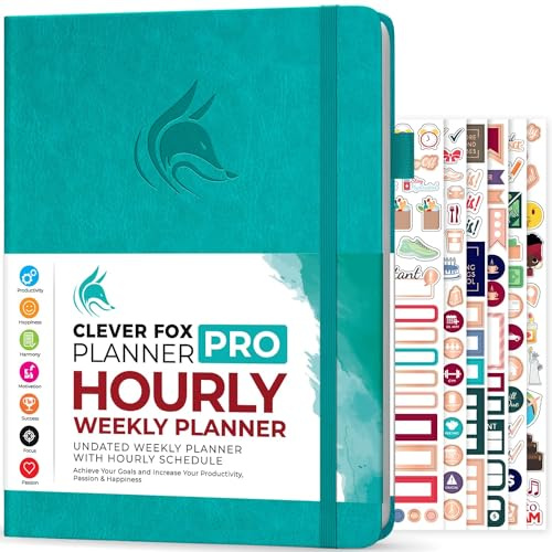 Clever Fox Planner PRO Schedule – Undated Weekly & Monthly Life Organizer with Time Slots & Daily Appointment Book, A4 (Turquoise)
