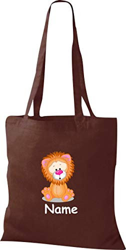 Shirtinstyle Stoffbeutel Tasche, Tiermotiv Löwe mit Wunschnamen, Natur Zoo Tiere Animal, Geschenk, Baumwolltasche, Logo, Spruch, Verwandschaft, Motiv