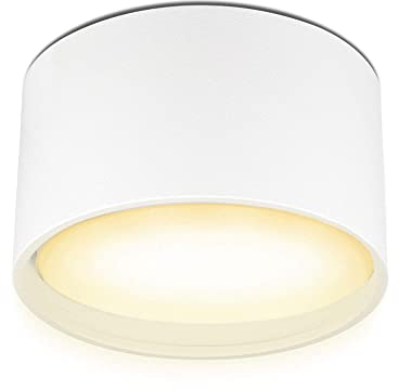 lambado® LED Aufbaustrahler flach mit schöner Lichtfläche - Set inkl. LED GX53 mit 6W 230V warmweiß - Runde Aufbauleuchte in weiss matt