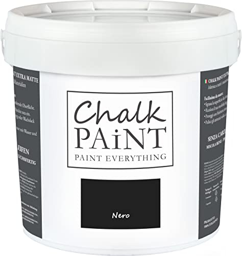 Chalk Paint Everything® Nero Kreidefarbe Wasserbasis für Alle Oberflächen einfach zu verarbeiten ohne schlechten Geruch - Chalk Paint Extra Matt (5 Liter)