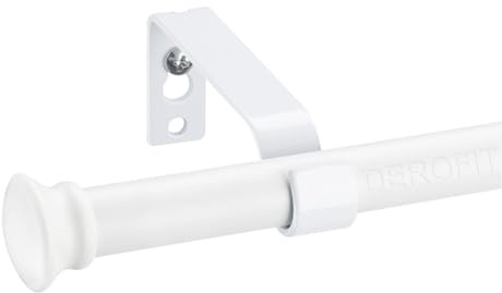 Curtain Rods, 5/8 Inch White Curtain Rods for Windows 28 to 48 Inch, Small Decorative Matte White Curtain Rod Set with Brackets, Splicing Screw Together Rod