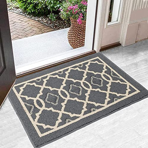 CHICHIC Schmutzfangmatte 60 x 90 cm, Fussmatte Innen rutschfeste & Maschinenwaschbare Fußmatte mit Wasserabsorbierend, Sauberlaufmatte für Haustür, Flur und Eingangsbereich, Grau