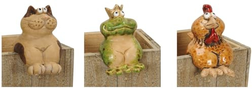 NETPROSHOP Zaunhocker Kantenhocker Katze Huhn oder Froschkönig H: ca.11 cm aus Keramik, Auswahl:Huhn