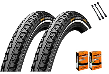 2er Set Continental Fahrradreifen Ride Tour 28 Zoll (37-622) auswählbar mit Schläuchen + 3 MSZweirad Reifenheber (28 x 1 3/8 (37-622), AV Schläuche)